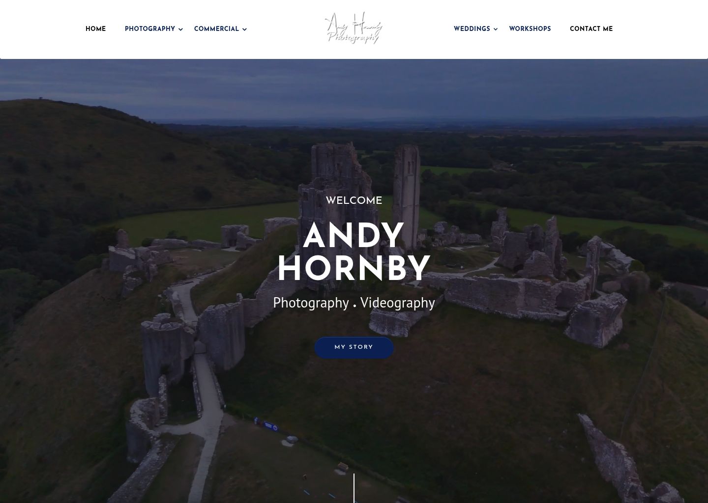 Screenshot of Andy Hornby Photography homepage