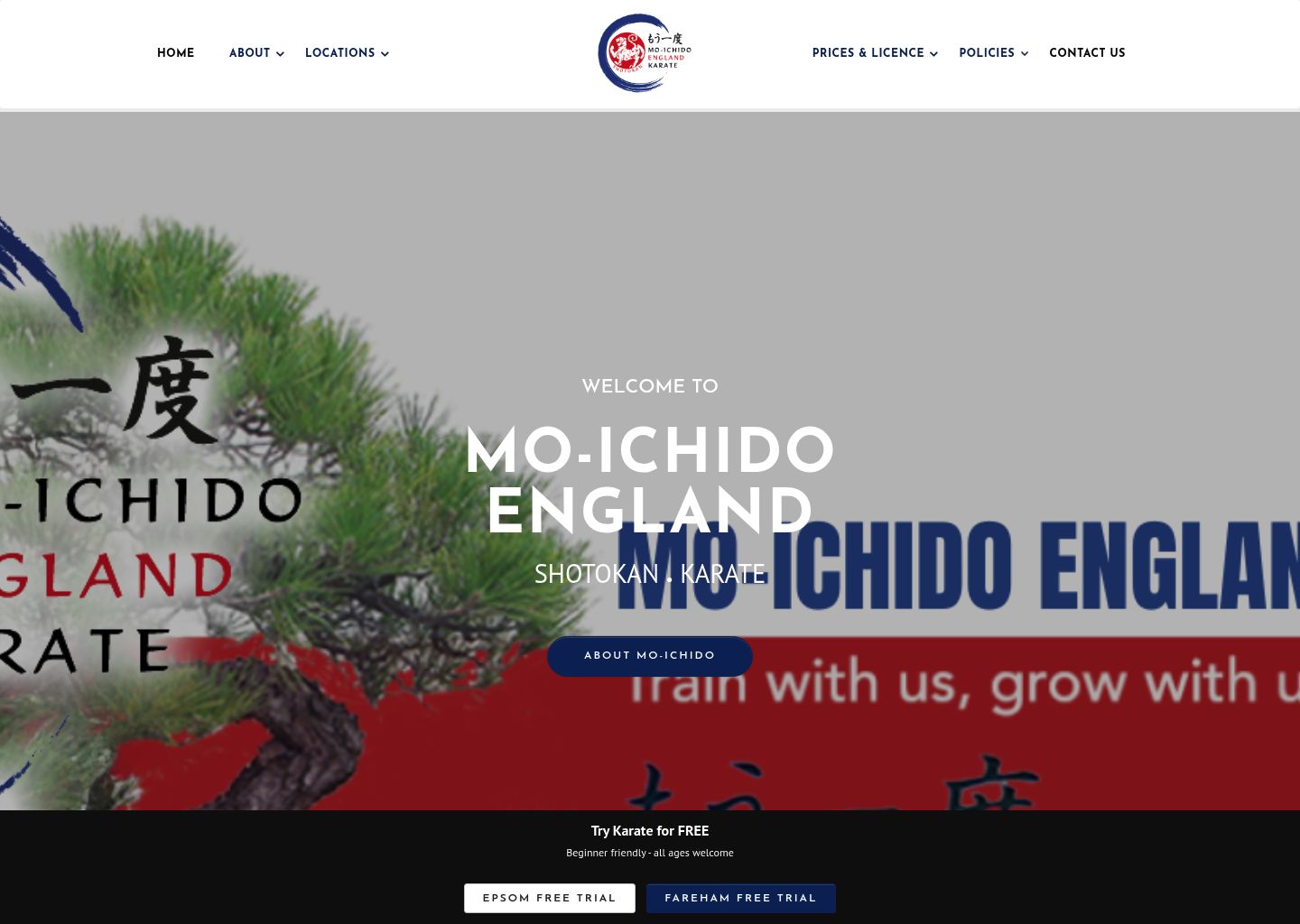 Screenshot of Mo-ichido England homepage